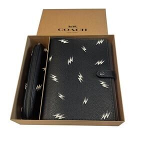 Coach Boxed Notebook And Pencil Case Set With Lightning Bolt Print
